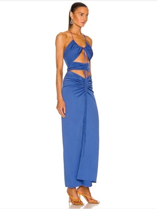 blue halter summer dress Auburn Powder Blue Halter-Neck Midi Dress – Club L London main image 1